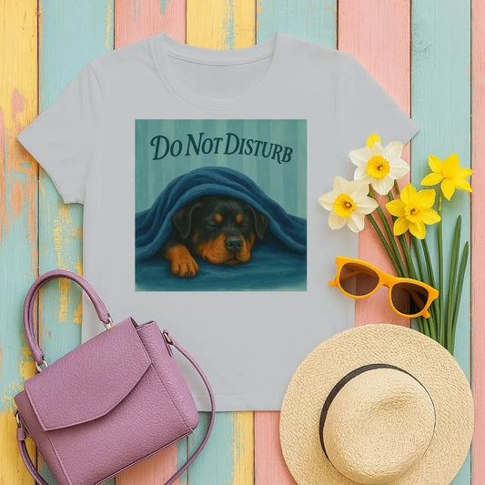 Cute Sleeping Rottweiler Dog Do Not Disturb Message T-Shirts Gravel T-shirt