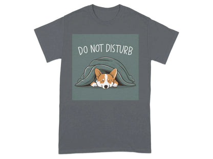 Do Not Disturb Cute Sleeping Dog Design T-Shirts Charcoal T-shirt