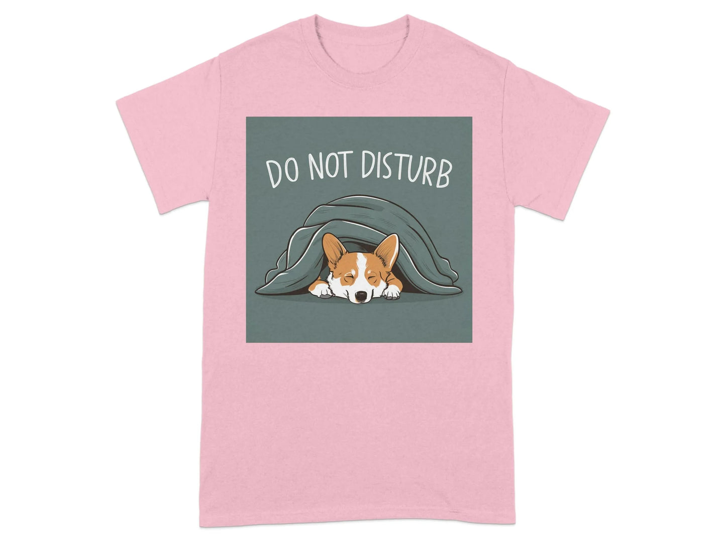 Do Not Disturb Cute Sleeping Dog Design T-Shirts Light Pink T-shirt