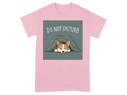Do Not Disturb Cute Sleeping Dog Design T-Shirts Light Pink T-shirt