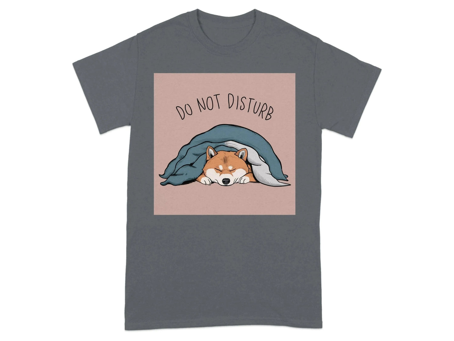 Do Not Disturb Dog Under Blanket Shiba Inu T-Shirts Charcoal T-shirt