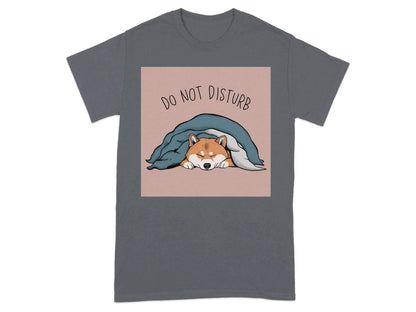 Do Not Disturb Dog Under Blanket Shiba Inu T-Shirts Charcoal T-shirt