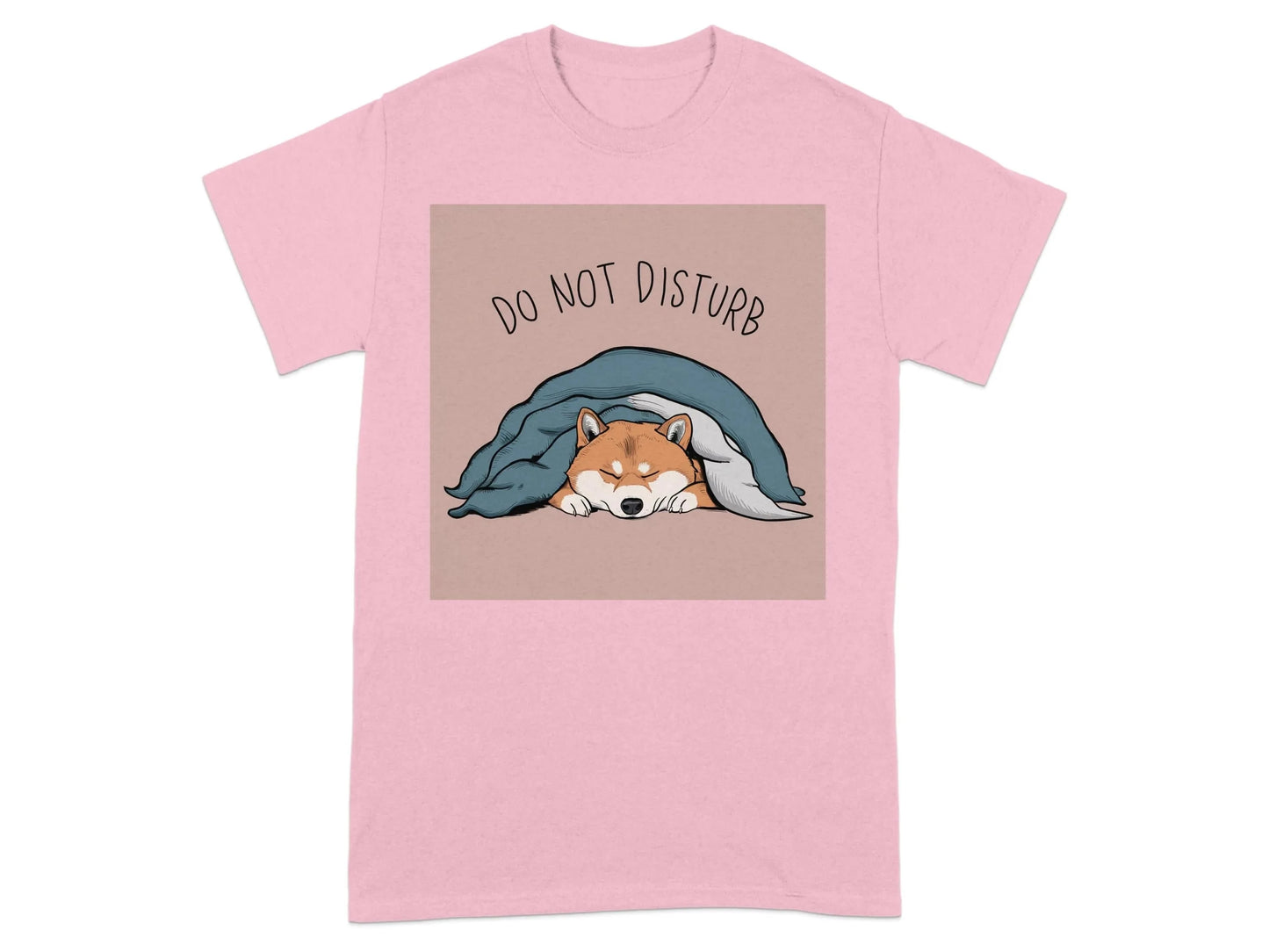 Do Not Disturb Dog Under Blanket Shiba Inu T-Shirts Light Pink T-shirt