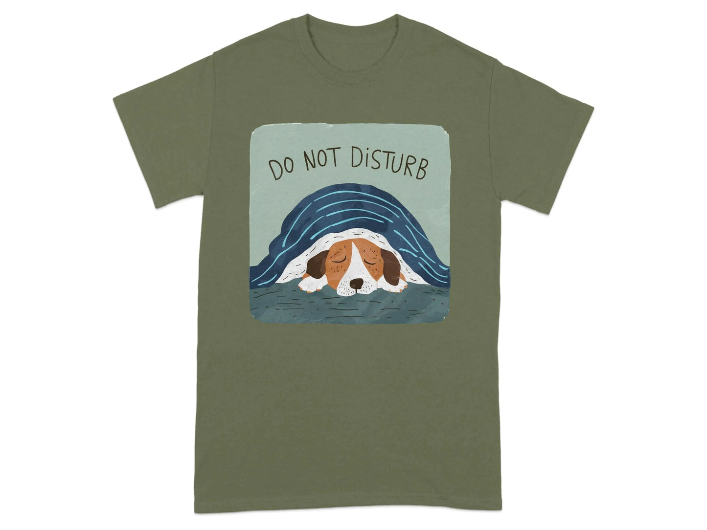 Do Not Disturb Sleeping Beagle T-Shirts Military Green T-shirt