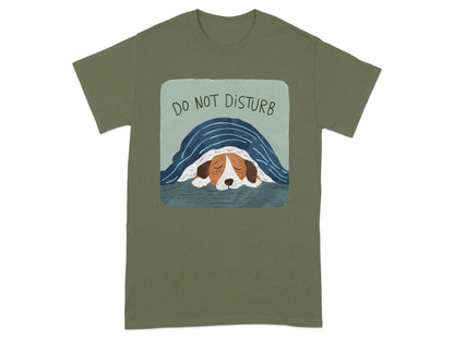 Do Not Disturb Sleeping Beagle T-Shirts Military Green T-shirt