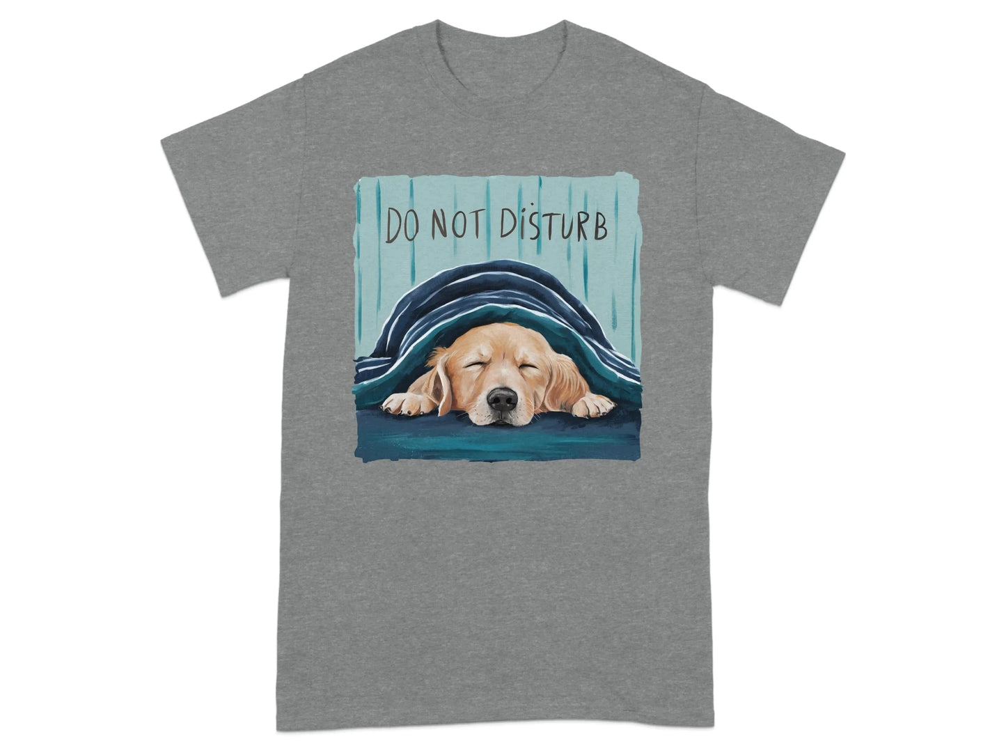 Do Not Disturb Sleeping Golden Retriever Dog T-Shirts Graphite Heather T-shirt
