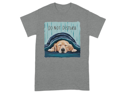 Do Not Disturb Sleeping Golden Retriever Dog T-Shirts Graphite Heather T-shirt