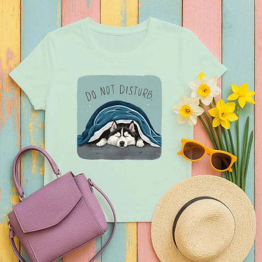 Do Not Disturb Sleeping Husky T-Shirts T-shirt