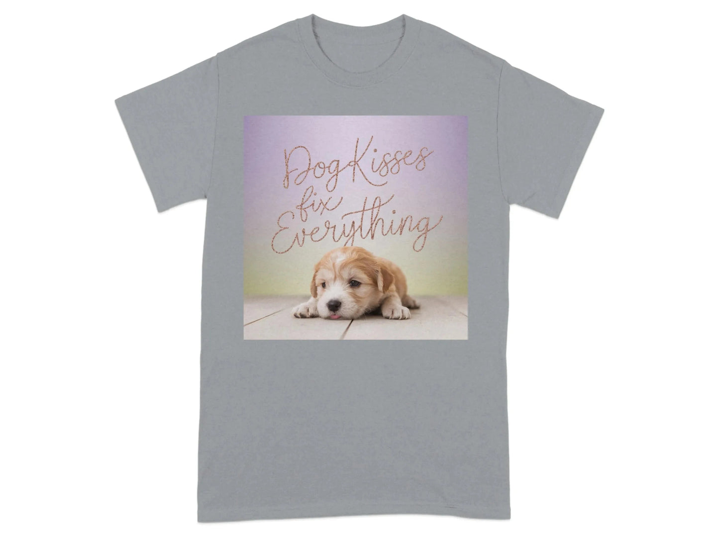 Dog Kisses Fix Everything Cute Puppy T-Shirts Gravel T-shirt