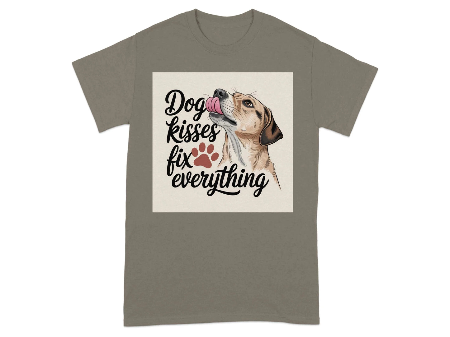 Dog Kisses Fix Everything Design T-Shirts Brownsavana T-shirt