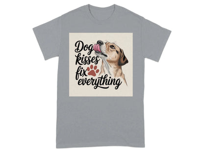 Dog Kisses Fix Everything Design T-Shirts Gravel T-shirt