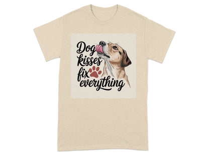 Dog Kisses Fix Everything Design T-Shirts Sand T-shirt