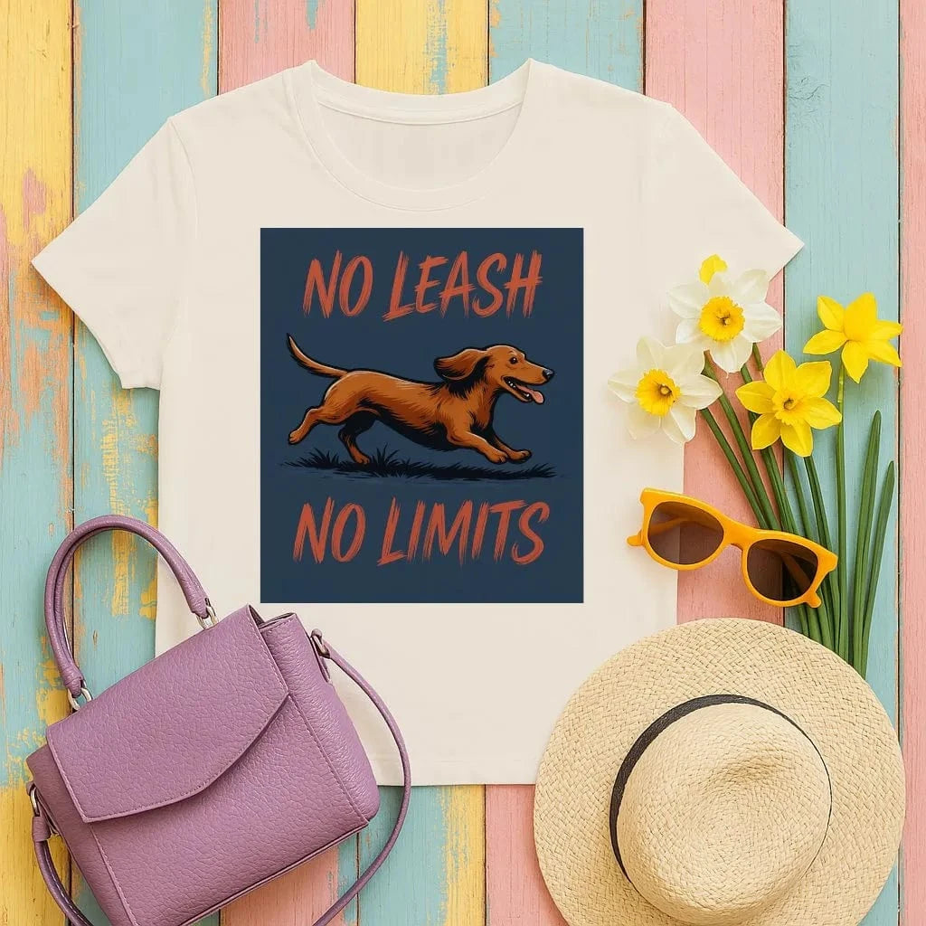 Dog No Leash No Limits Dachshund T-Shirts Sand T-shirt