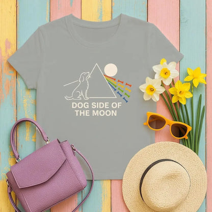 Dog Side of the Moon T-Shirts Heather Military Green T-shirt