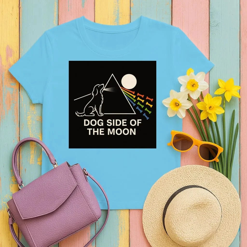 Dog Side of the Moon T-Shirts Heather Sapphire T-shirt