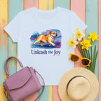 Dog Unleash The Joy Bulldog T-Shirts Light Blue T-shirt