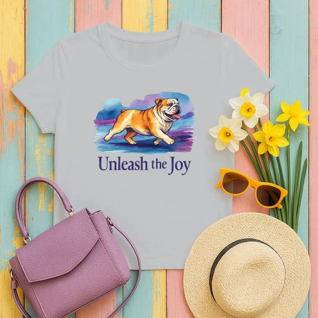 Dog Unleash The Joy Bulldog T-Shirts Gravel T-shirt