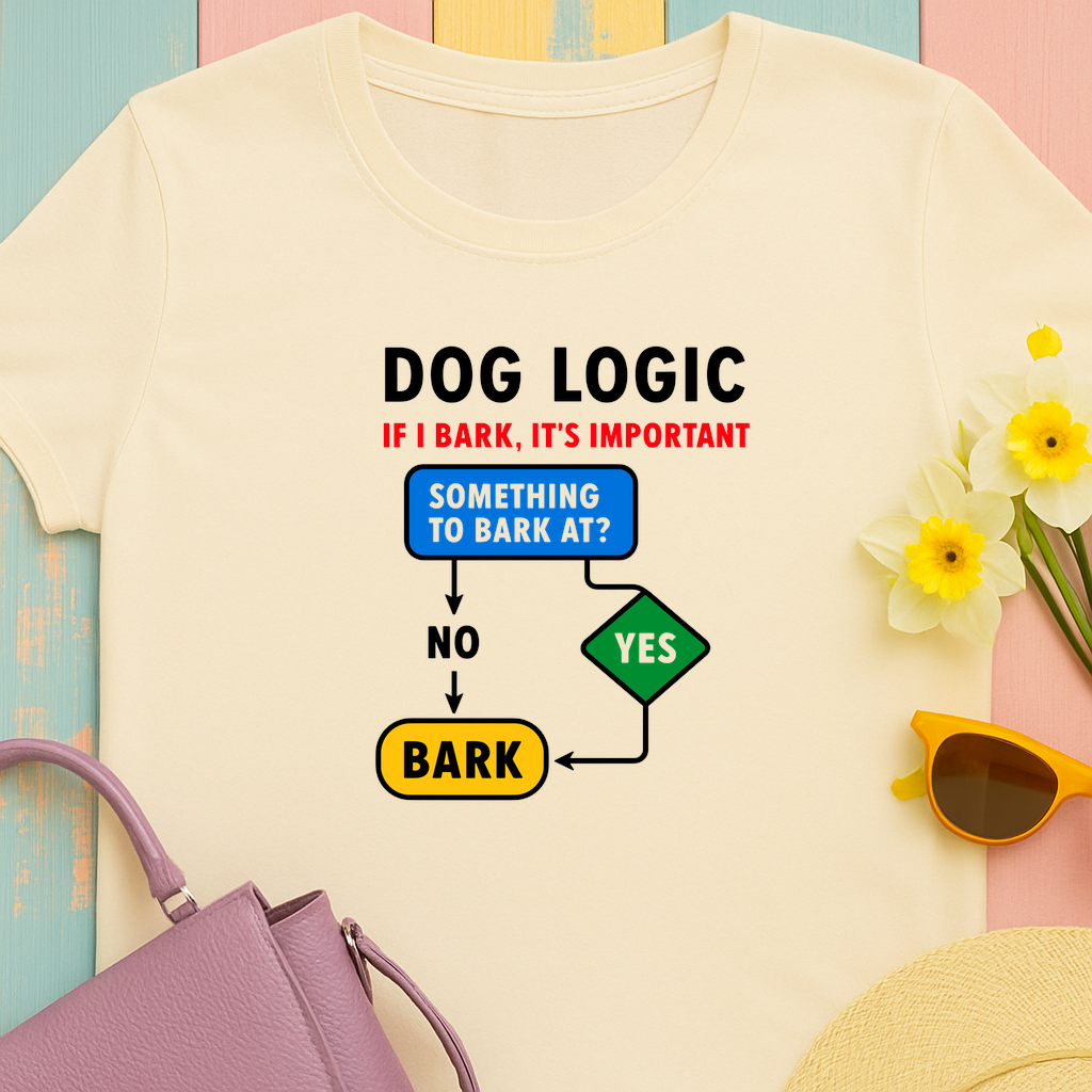 Dog Logic If I Bark Its Important Funny Flowchart T-Shirt