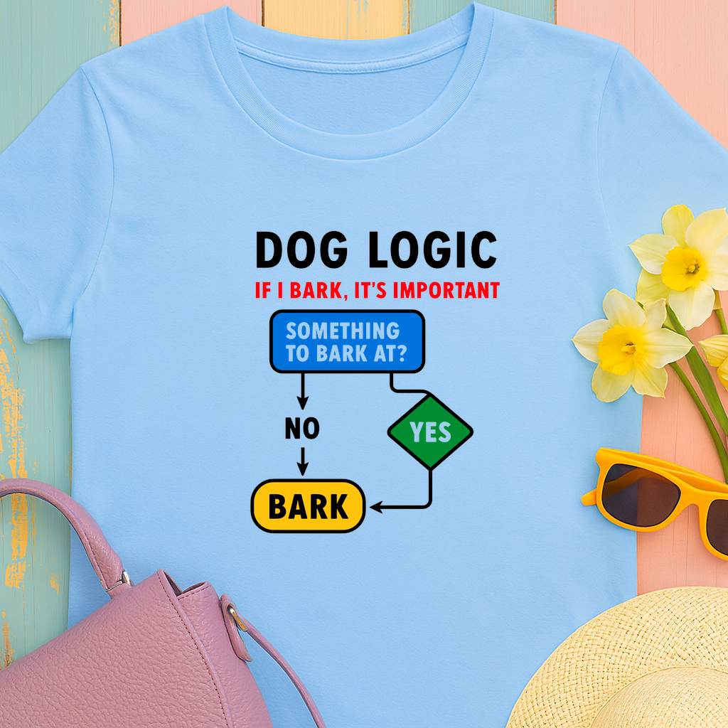 Dog Logic If I Bark Its Important Funny Flowchart T-Shirt