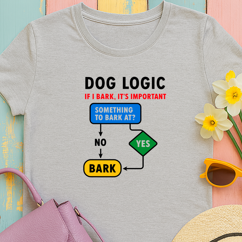 Dog Logic If I Bark Its Important Funny Flowchart T-Shirt