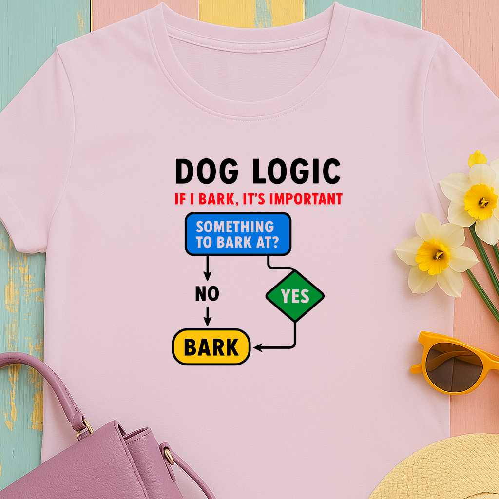 Dog Logic If I Bark Its Important Funny Flowchart T-Shirt