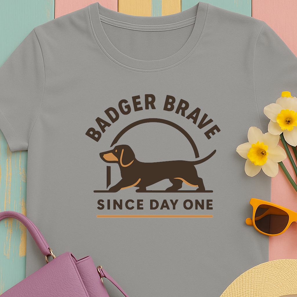 Cute dachshund "Badger brave since day one" T-shirt