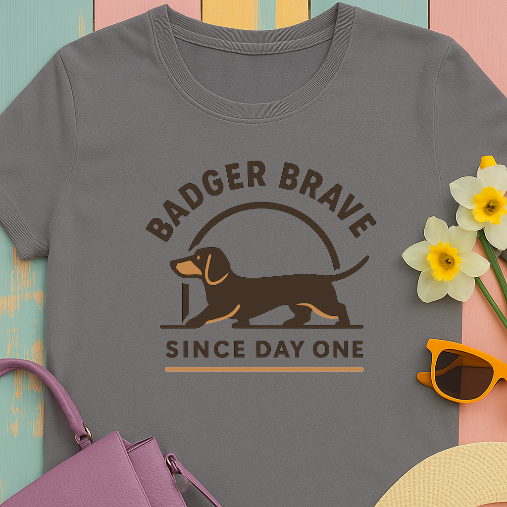 Cute dachshund "Badger brave since day one" T-shirt