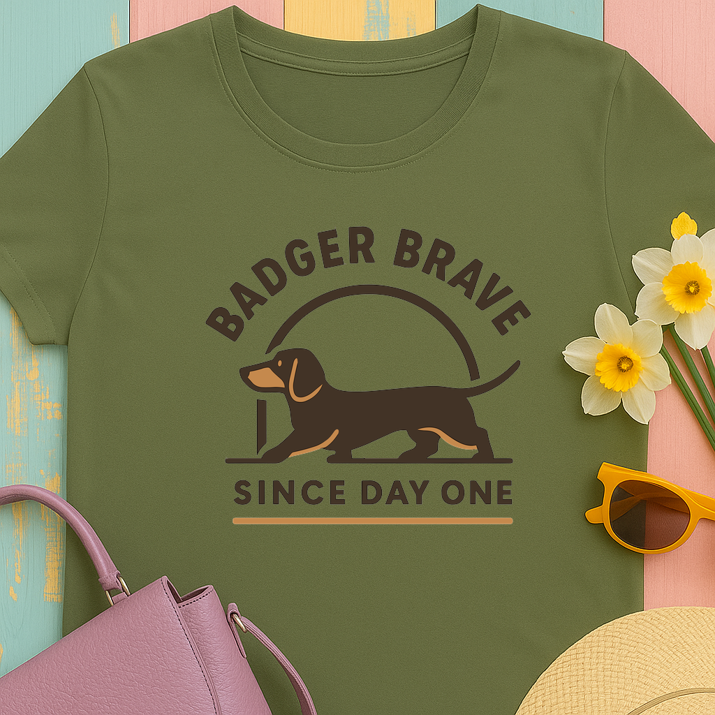 Cute dachshund "Badger brave since day one" T-shirt