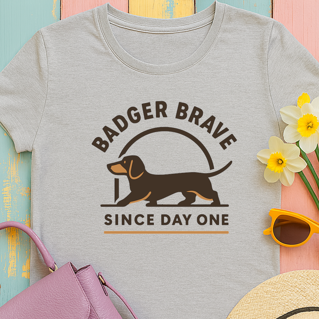 Cute dachshund "Badger brave since day one" T-shirt