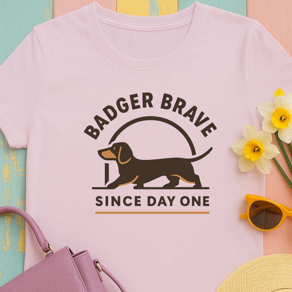 Cute dachshund "Badger brave since day one" T-shirt
