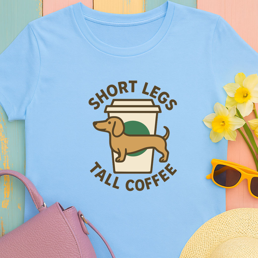 Coffee and Doxie "Short legs, tall coffee" T-shirt