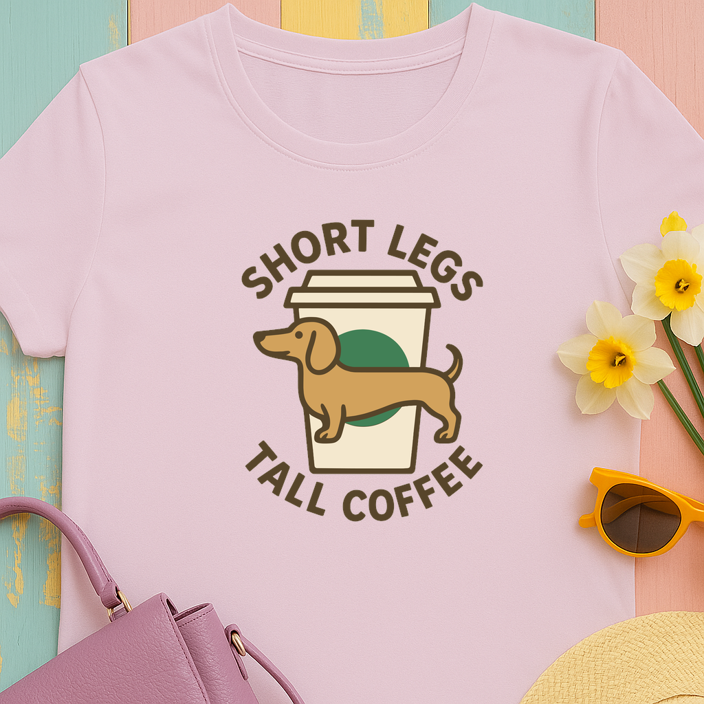 Coffee and Doxie "Short legs, tall coffee" T-shirt