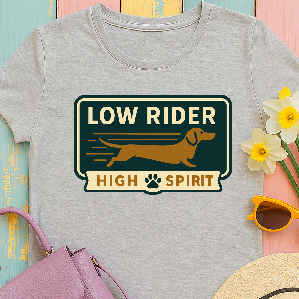 Cute dachshund shirt "Low Rider, High Spirit" T-shirt