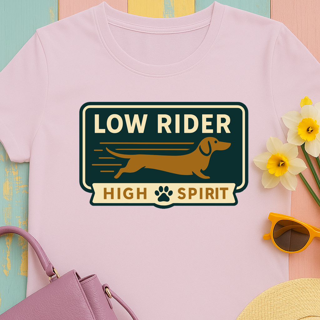 Cute dachshund shirt "Low Rider, High Spirit" T-shirt