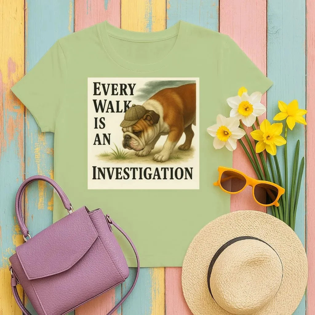 Every Walk Is An Investigation Bulldog Design T-Shirt Kiwi T-shirt