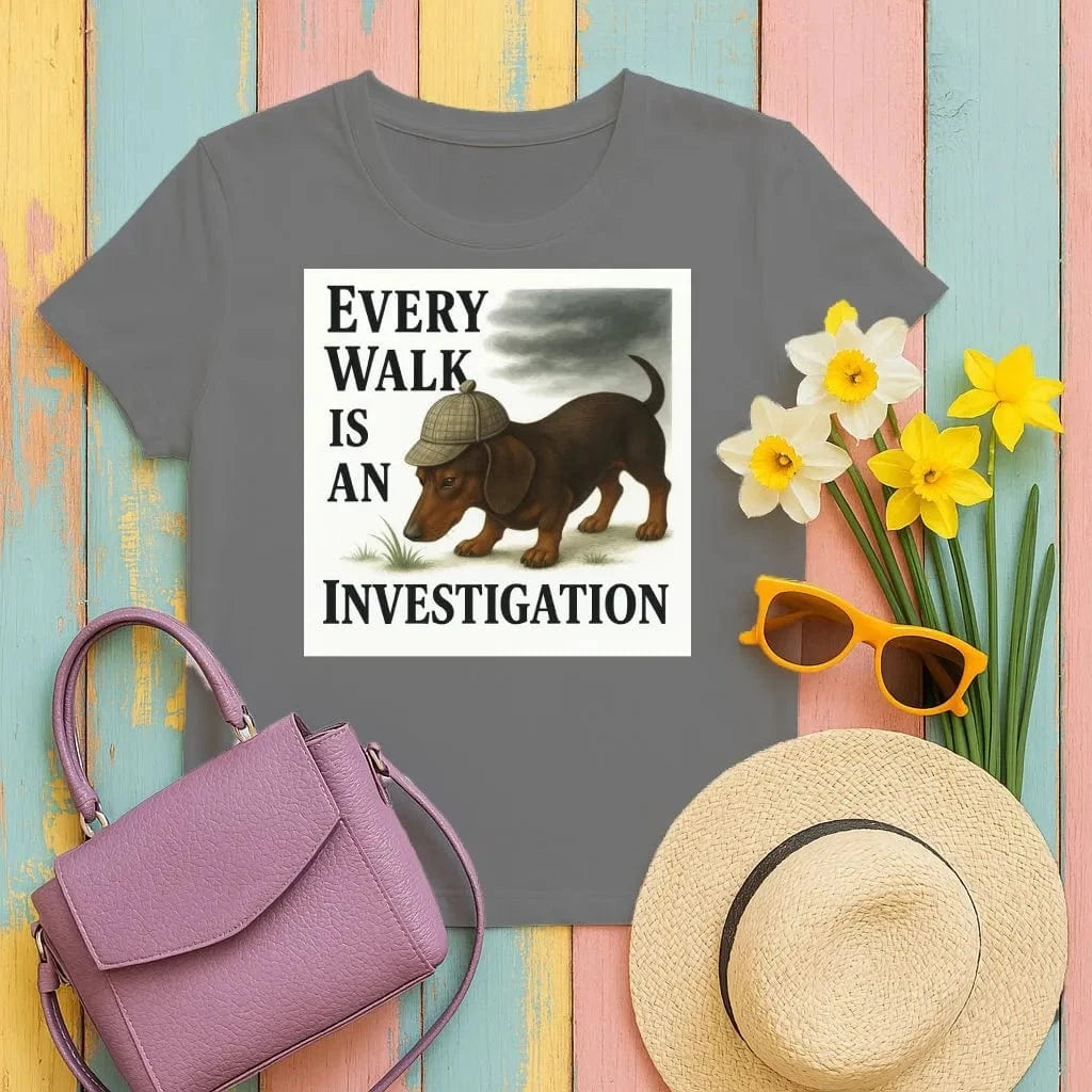 Every Walk Is An Investigation Dachshund T-Shirt Black T-shirt