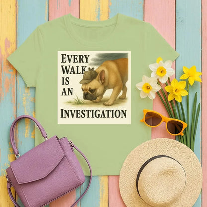 Every Walk Is An Investigation French Bulldog T-Shirt Kiwi T-shirt