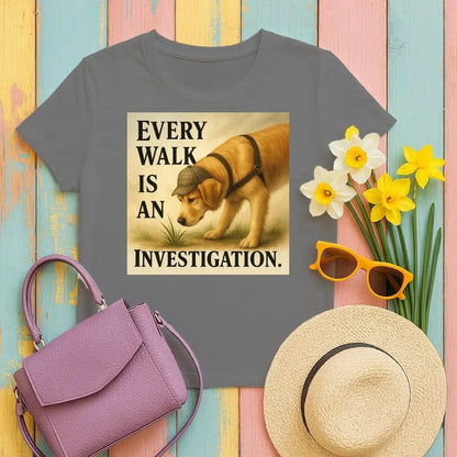 Every Walk Is An Investigation Golden Retriever T-Shirts Black T-shirt