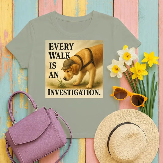 Every Walk Is An Investigation Golden Retriever T-Shirts Military Green T-shirt