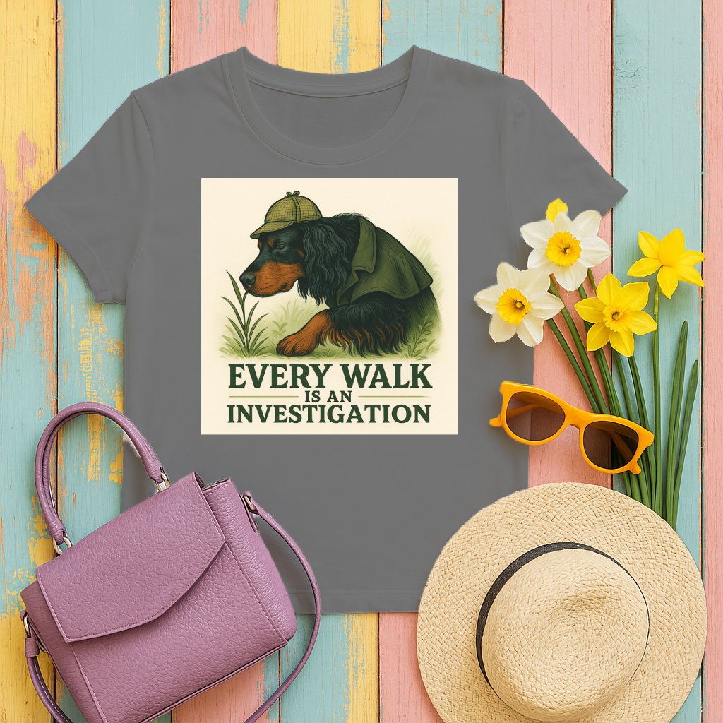 Every Walk Is An Investigation Gordon Setter Detective T-Shirts