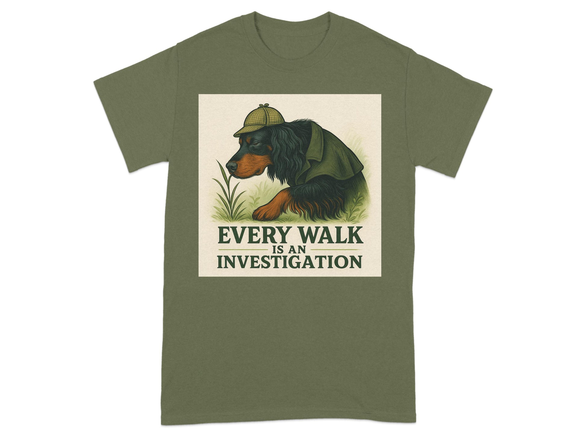 Every Walk Is An Investigation Gordon Setter Detective T-Shirts