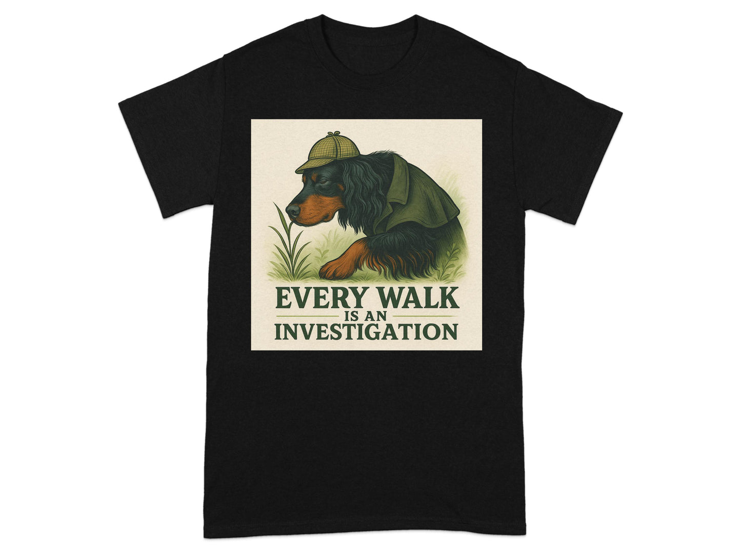 Every Walk Is An Investigation Gordon Setter Detective T-Shirts