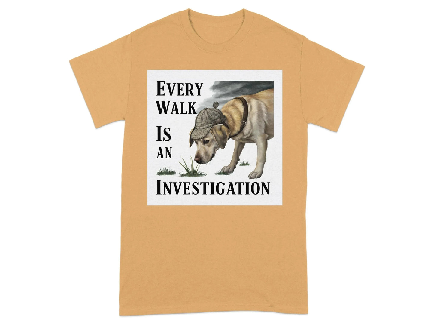 Every Walk Is an Investigation Yellow Labrador T-Shirts Old Gold T-shirt