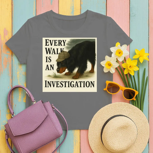 Every Walk is an Investigation Gordon Setter T-Shirt Black T-shirts