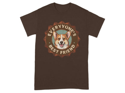 Everyone's Best Friend Corgi Design T-Shirts Dark Chocolate T-shirt