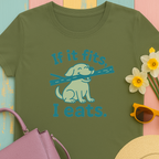 Golden Retriever with 'if it fits, I eats' Dog T-shirt