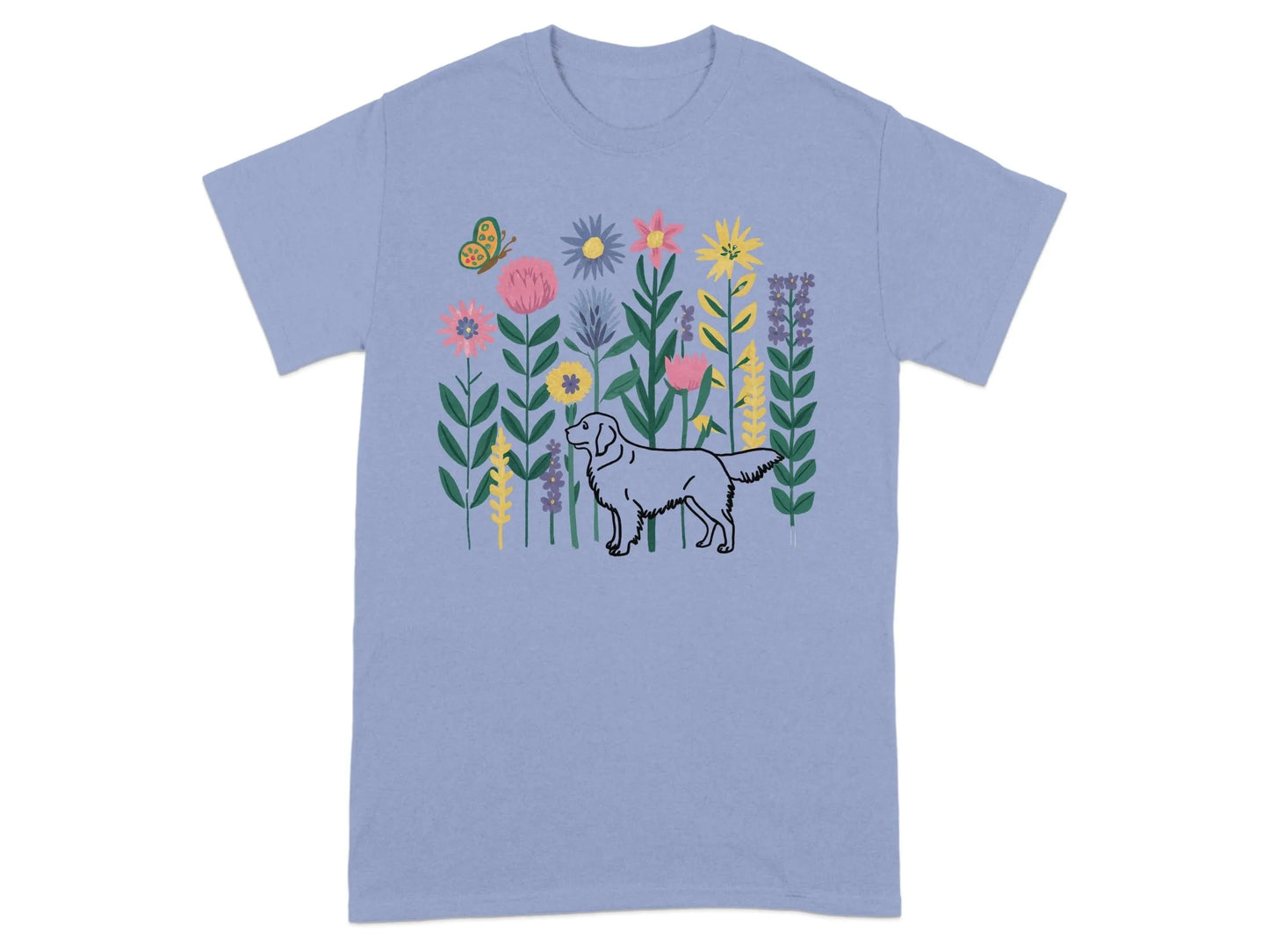 Floral Golden Retriever T-Shirts Violet T-shirt