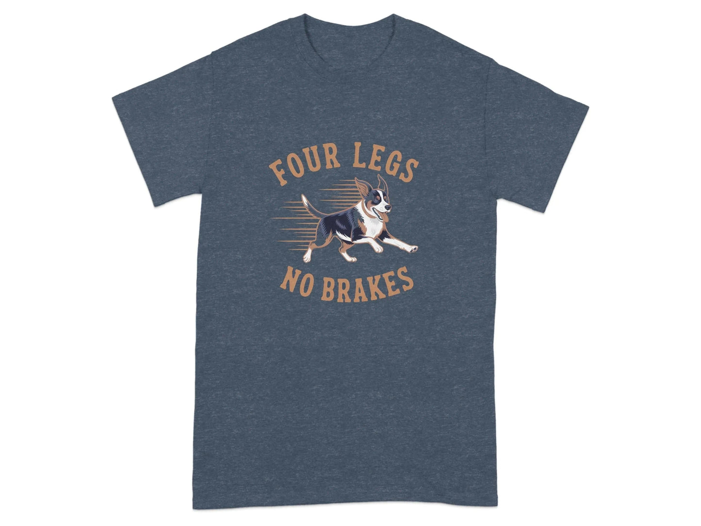 Four Legs No Brakes Dog Lover T-Shirts Heather Navy T-shirt