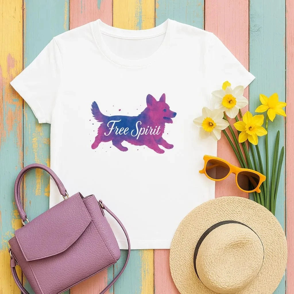 Free Spirit Corgi T-Shirts White T-shirt