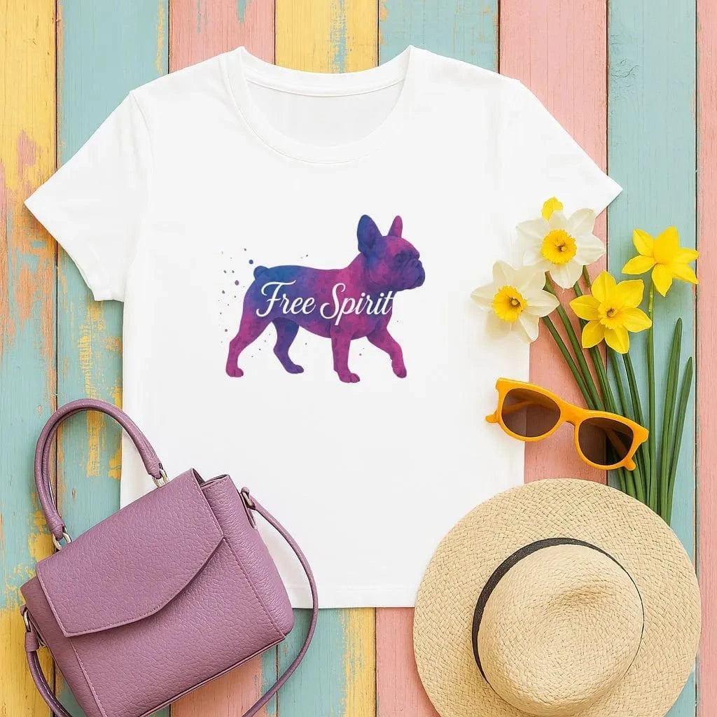 Free Spirit French Bulldog T-Shirts White T-shirt